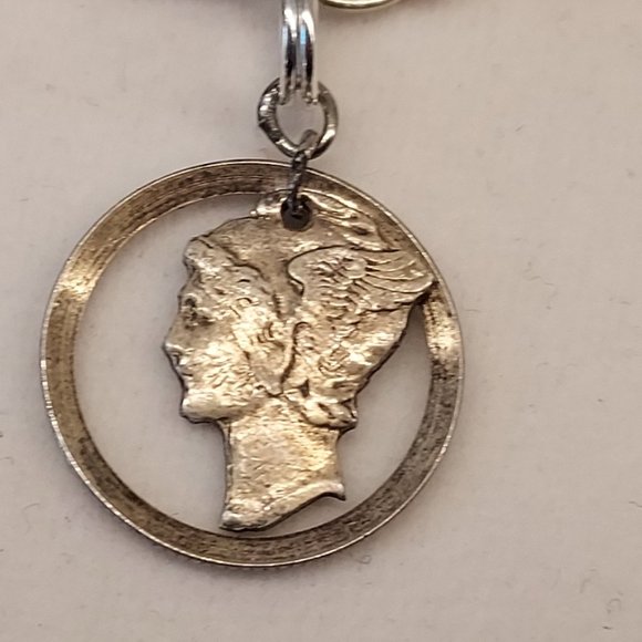 Mercury Dime .925 triple chain charm bracelet - Picture 2 of 8